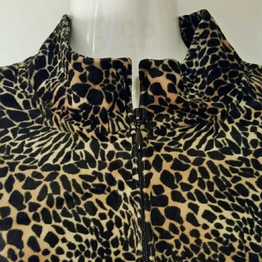 Kim Rogers XL Black and Brown Leopard Print Jacket